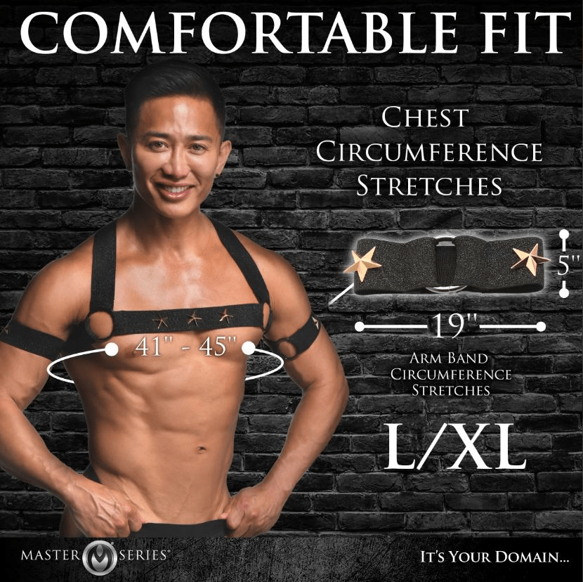 Master Series Harness Master Series Rave Harness Elastic Chest Harness with Arm Bands