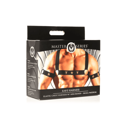 Master Series Harness Small/Medium Master Series Rave Harness Elastic Chest Harness with Arm Bands