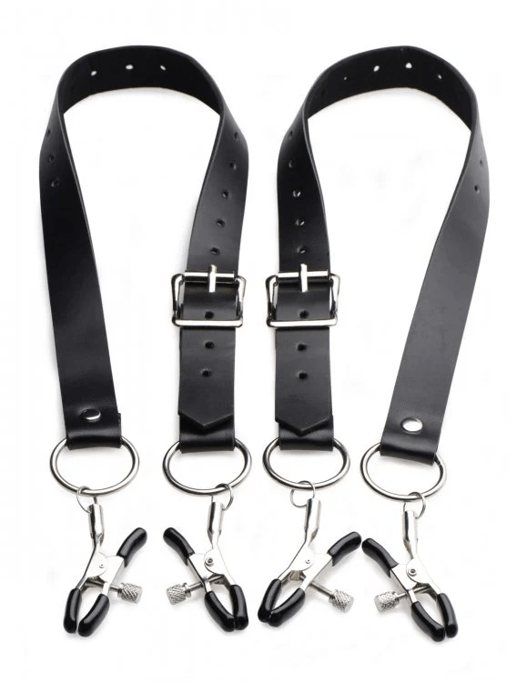 Master Series BDSM Master Series Spread Labia Spreader Straps with Clamps