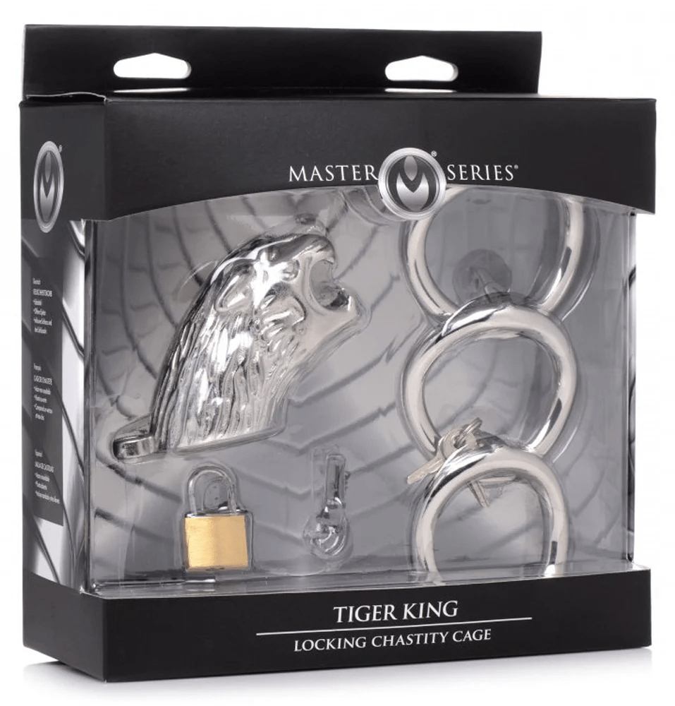 Master Series Chastity Device Master Series Tiger King Locking Chastity Cage