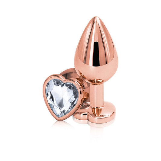 NS Novelties Rear Assets Rose Gold Heart Med - Clear