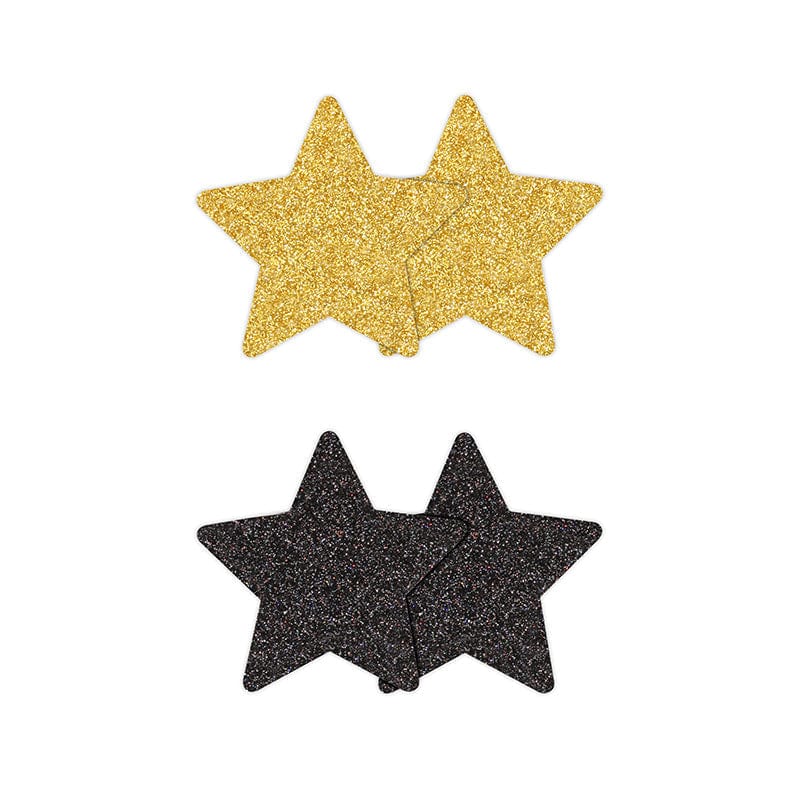 NS Novelties Pretty Pasties Stars Black/Gold - 2 sets