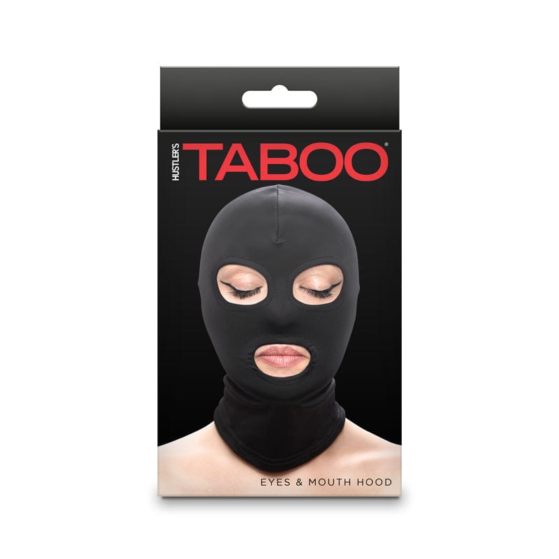 NS Novelties Hustler Taboo - Eyes & Mouth Hood  Black