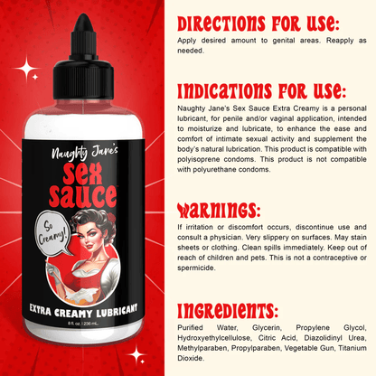 Naughty Jane's Water Based Lube Naughty Jane's Sex Sauce Extra Creamy Lubricant