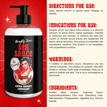 Naughty Jane's Water Based Lube Naughty Jane's Sex Sauce Extra Creamy Lubricant