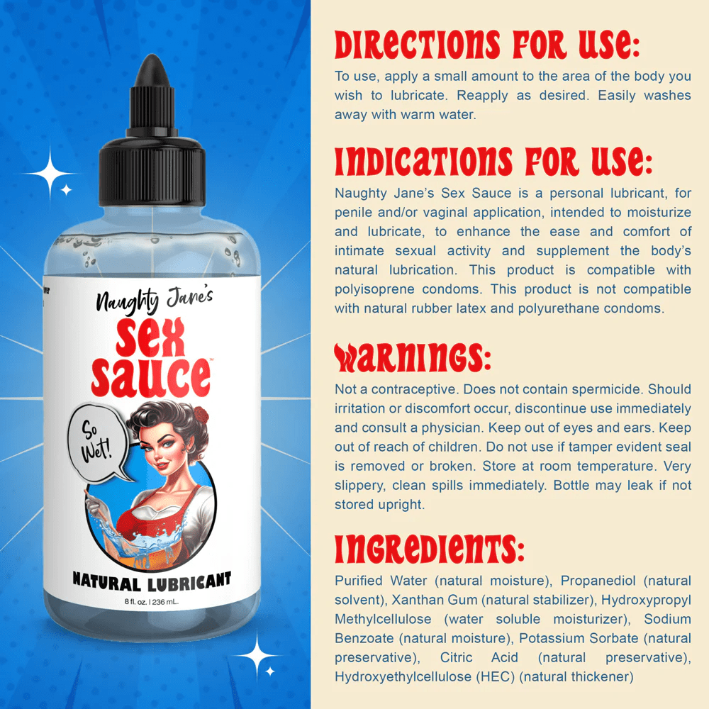Naughty Jane's Water Based Lube Naughty Jane's Sex Sauce Natural Lubricant