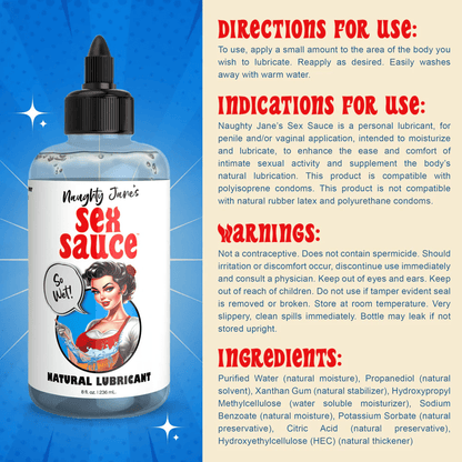 Naughty Jane's Water Based Lube Naughty Jane's Sex Sauce Natural Lubricant