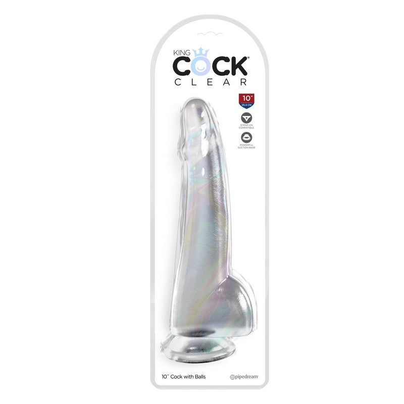 Products King Cock 10" With Balls Clear - XOXTOYS