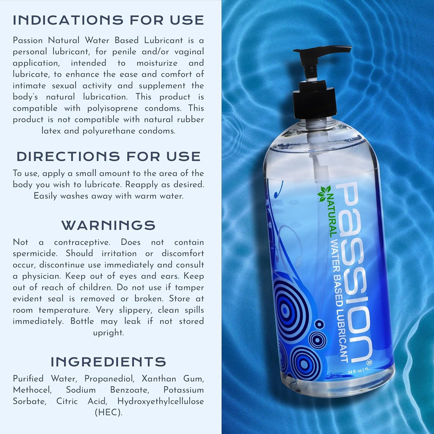 Passion Lubes Water Based Lube Passion Lubes Natural Water-based Lubricant