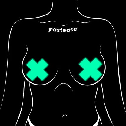 Pastease Pasties Pastease Plus X Glow-in-the-Dark Neon Cross Pasties