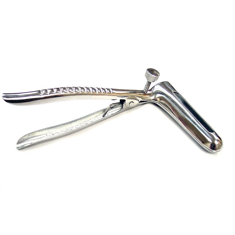 Metal medical device on a white background