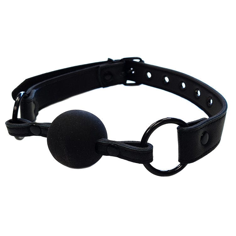 Rouge Bondage Leather Ball Gag - Black with Black