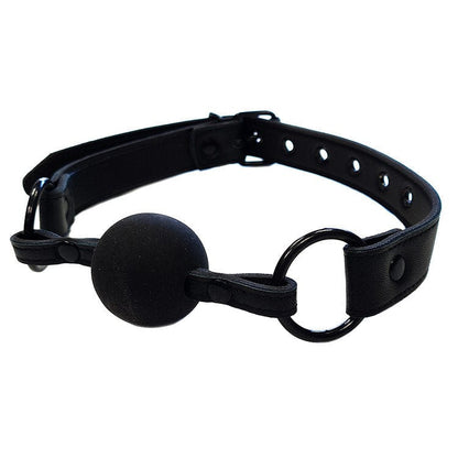 Rouge Bondage Leather Ball Gag - Black with Black