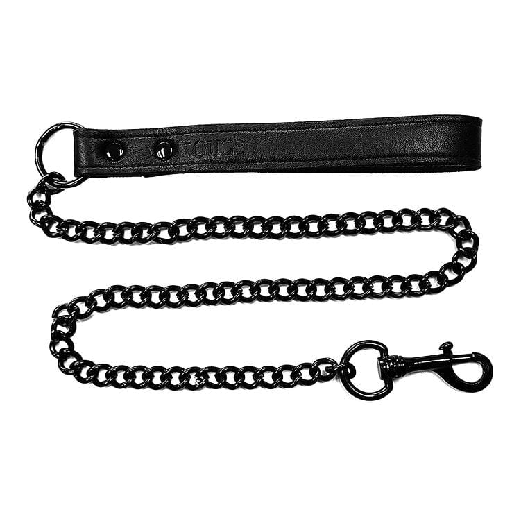 Rouge Bondage Leather Lead - Black with Black