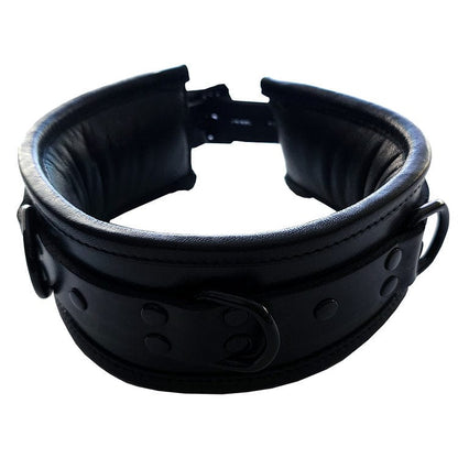 Rouge Bondage Leather Padded Collar - Black with Black