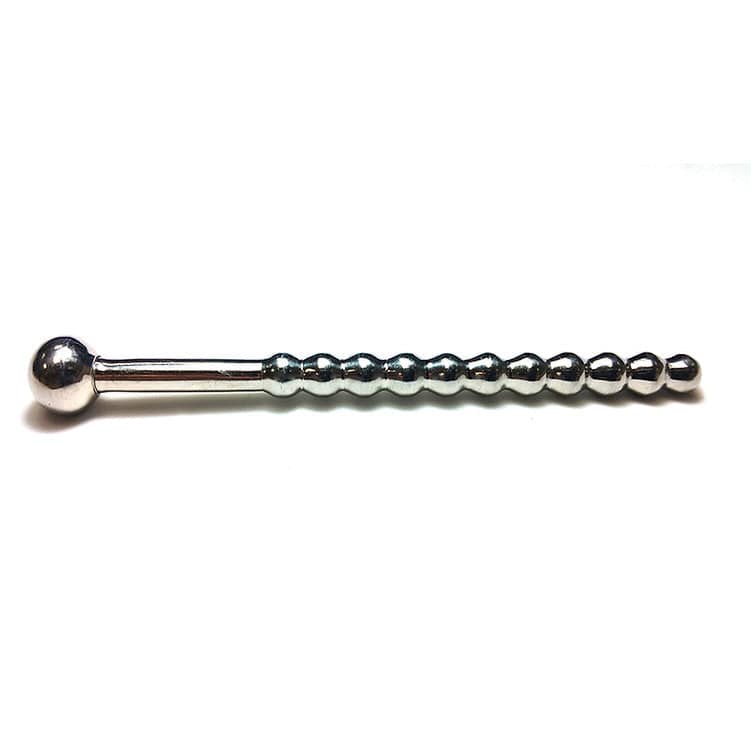 Rouge Fetish Satinless Steel Beaded Hollow Urethral Sound with Stopper