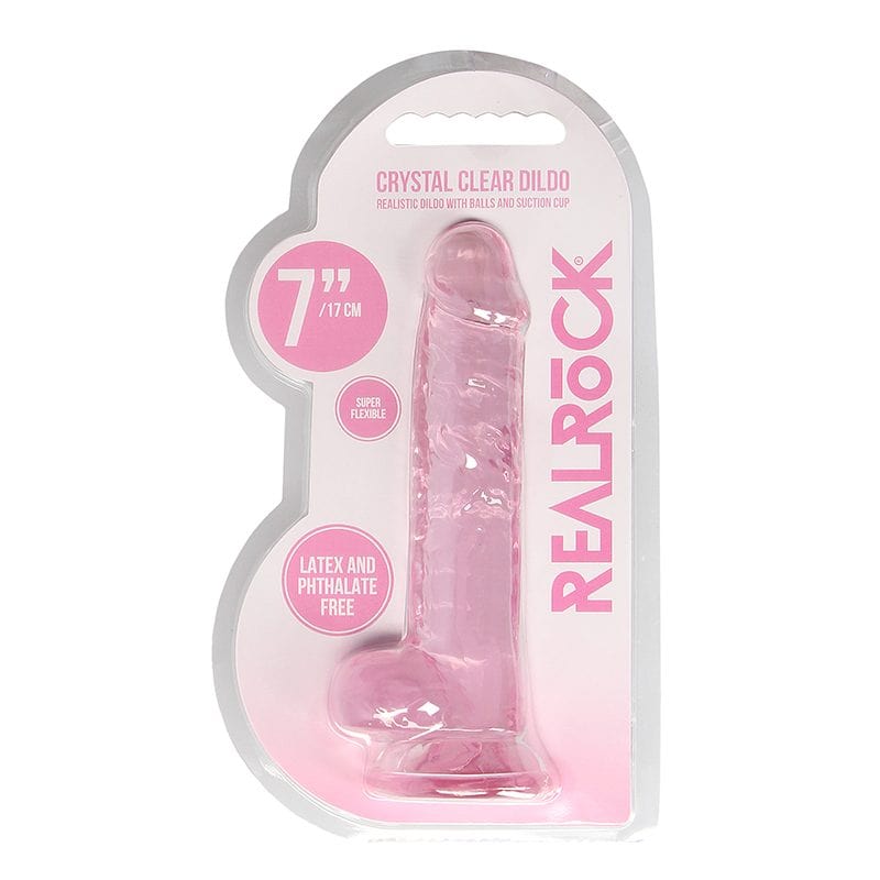 Shots Shots RealRock 7″ Realistic Crystal Clear Dildo with Balls