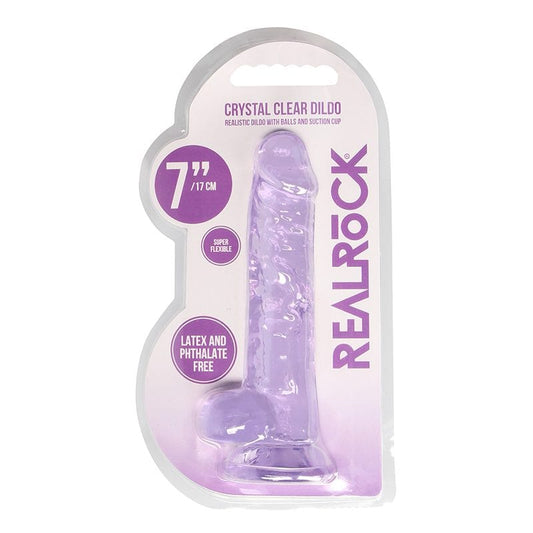 Shots Shots RealRock 7″ Realistic Crystal Clear Dildo with Balls