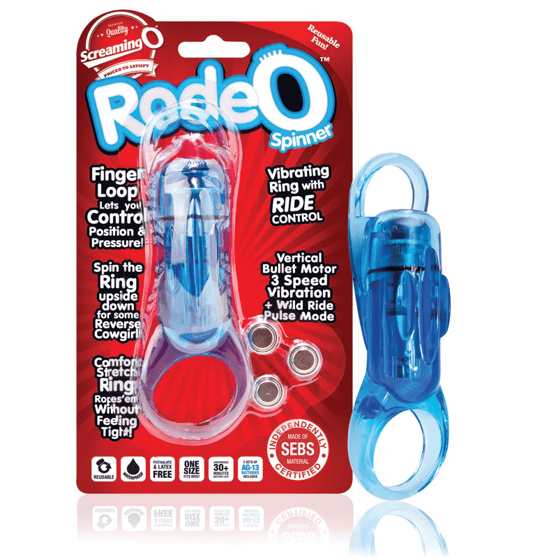Screaming O Cock Rings Blue Screaming O RodeO Spinner Vibrating Ring