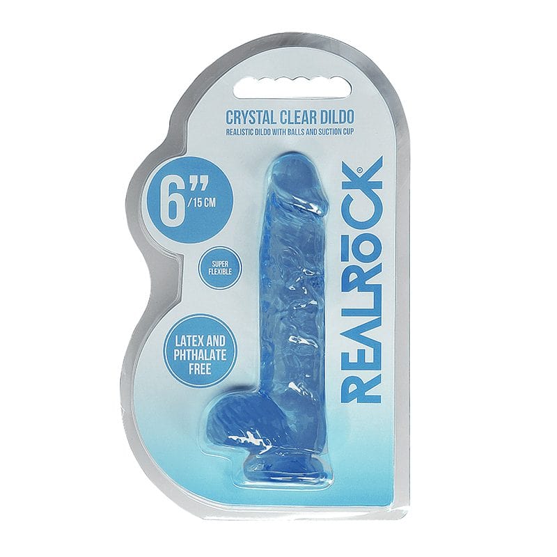 Shots Shots RealRock 6″ Realistic Crystal Clear Dildo with Balls