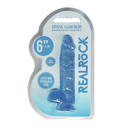 Shots Shots RealRock 6″ Realistic Crystal Clear Dildo with Balls