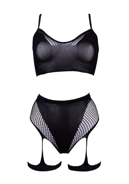 Shots Shots Le Désir Bliss 2 Piece Black Bra Set with Garters