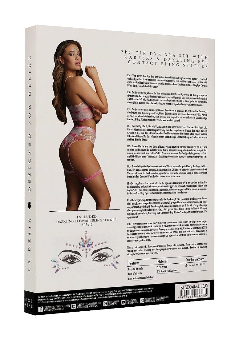 Shots Shots Le Désir Bliss 2 Piece Pink Tie-Dye Bra Set with Garters