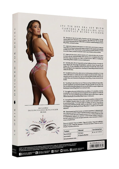 Shots Shots Le Désir Bliss 2 Piece Pink Tie-Dye Bra Set with Garters