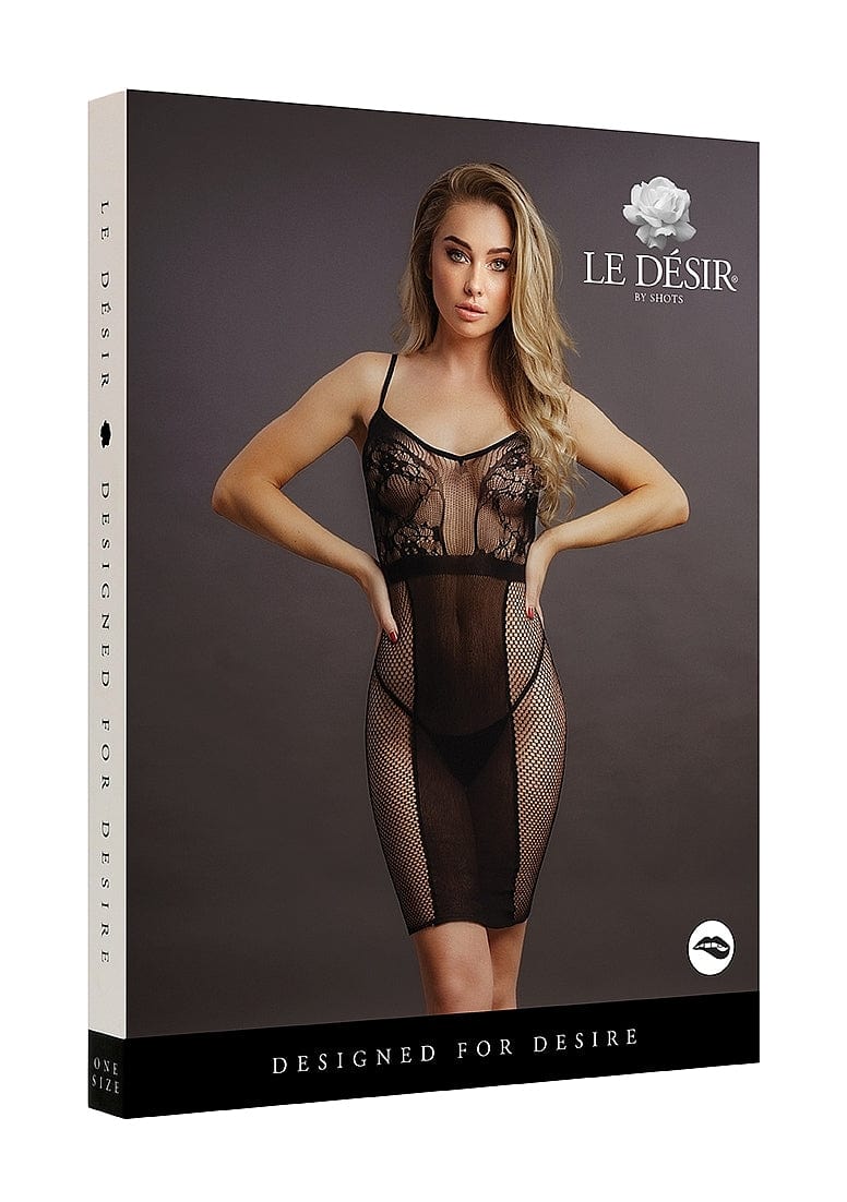 Shots Shots Le Désir Knee-Length Black Lace Fishnet Dress