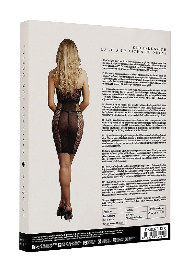 Shots Shots Le Désir Knee-Length Black Lace Fishnet Dress