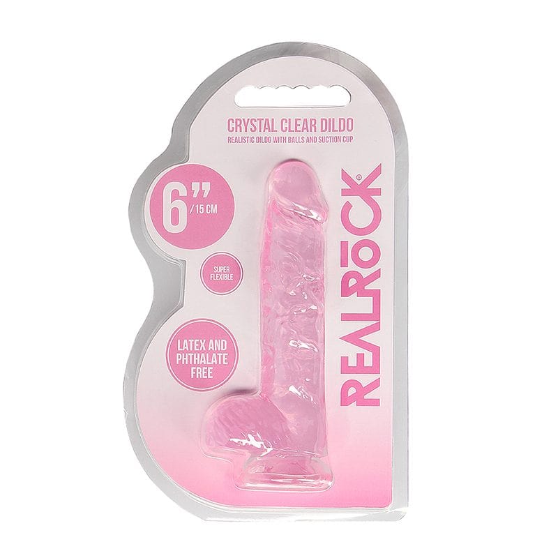 Shots Shots RealRock 6″ Realistic Crystal Clear Dildo with Balls