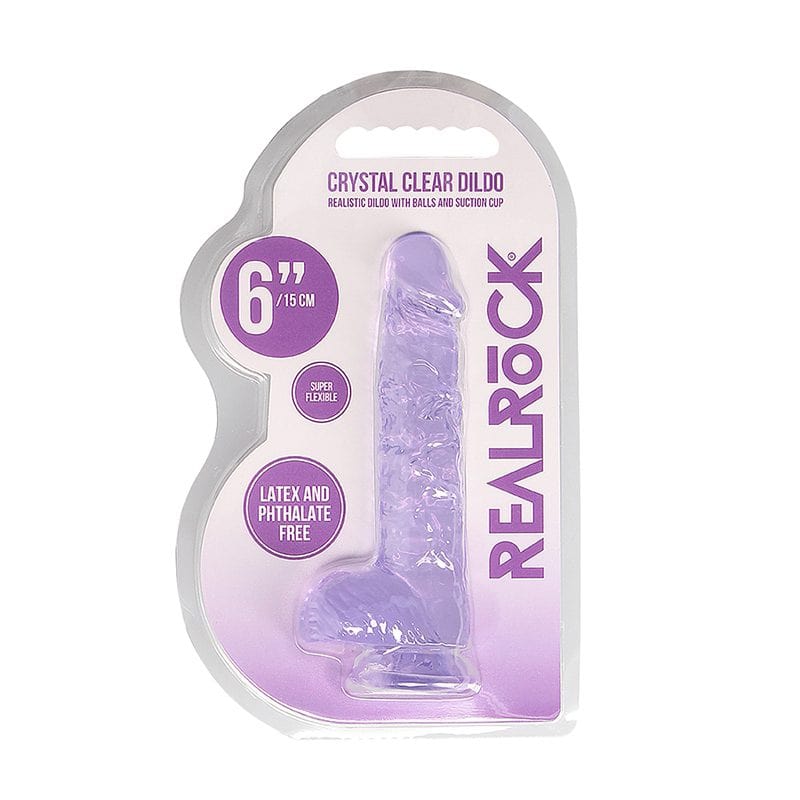 Shots Shots RealRock 6″ Realistic Crystal Clear Dildo with Balls