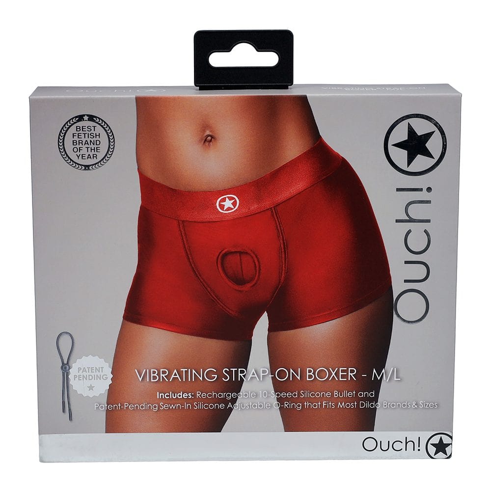 Shots Red Shots Ouch! Vibrating Strap-On Boxer