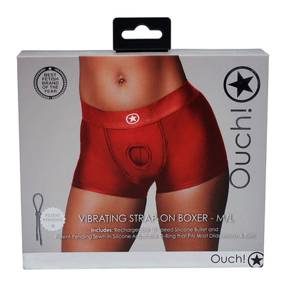 Shots Red Shots Ouch! Vibrating Strap-On Boxer