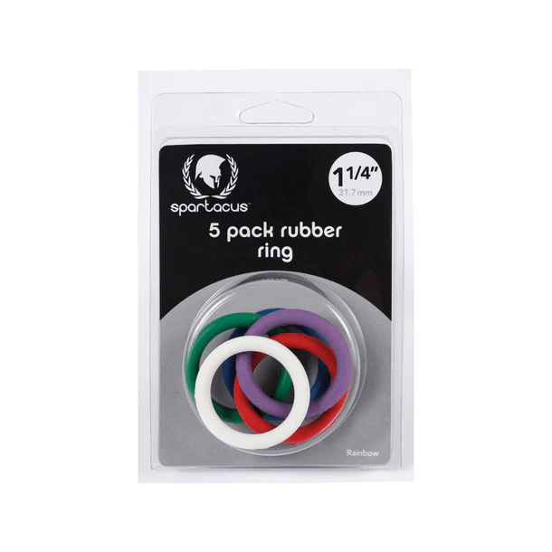 Spartacus Cock Rings 1.25" Spartacus 5-Pack Rainbow Rubber Cock Ring