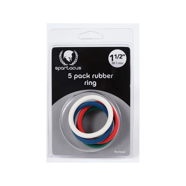 Spartacus Cock Rings 1.5" Spartacus 5-Pack Rainbow Rubber Cock Ring