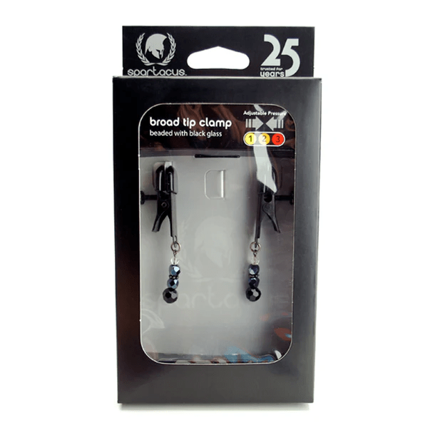 Spartacus Nipple Clamps Spartacus Broad Tip Clamps with Black Glass Beads