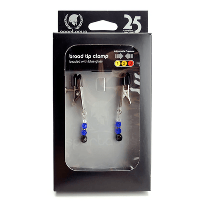 Spartacus Nipple Clamps Spartacus Broad Tip Clamps with Blue Glass Beads