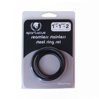 Spartacus Cock Rings Black Spartacus Seamless Stainless Steel Ring Set