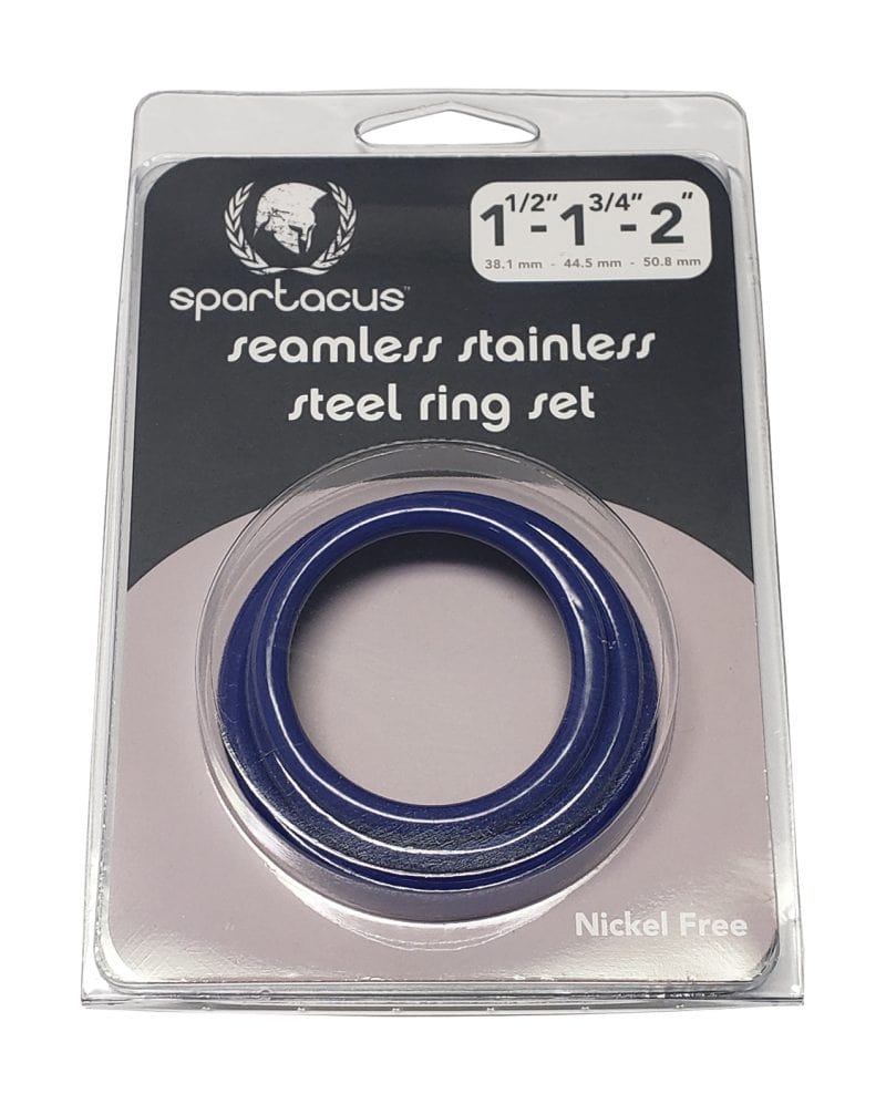 Spartacus Cock Rings Blue Spartacus Seamless Stainless Steel Ring Set