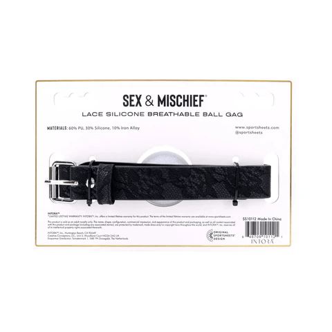 Sportsheets Ball Gags Sportsheets Sex & Mischief Lace Silicone Breathable Ball Gag