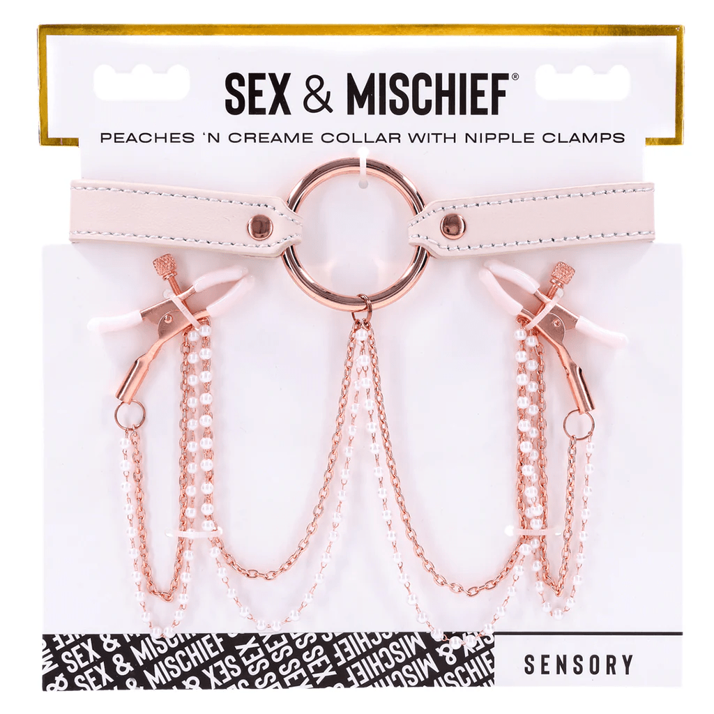 Sportsheets BDSM Sportsheets Sex & Mischief Peaches ‘n CreaMe Collar with Nipple Clamps