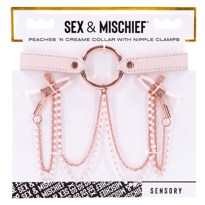 Sportsheets BDSM Sportsheets Sex & Mischief Peaches ‘n CreaMe Collar with Nipple Clamps