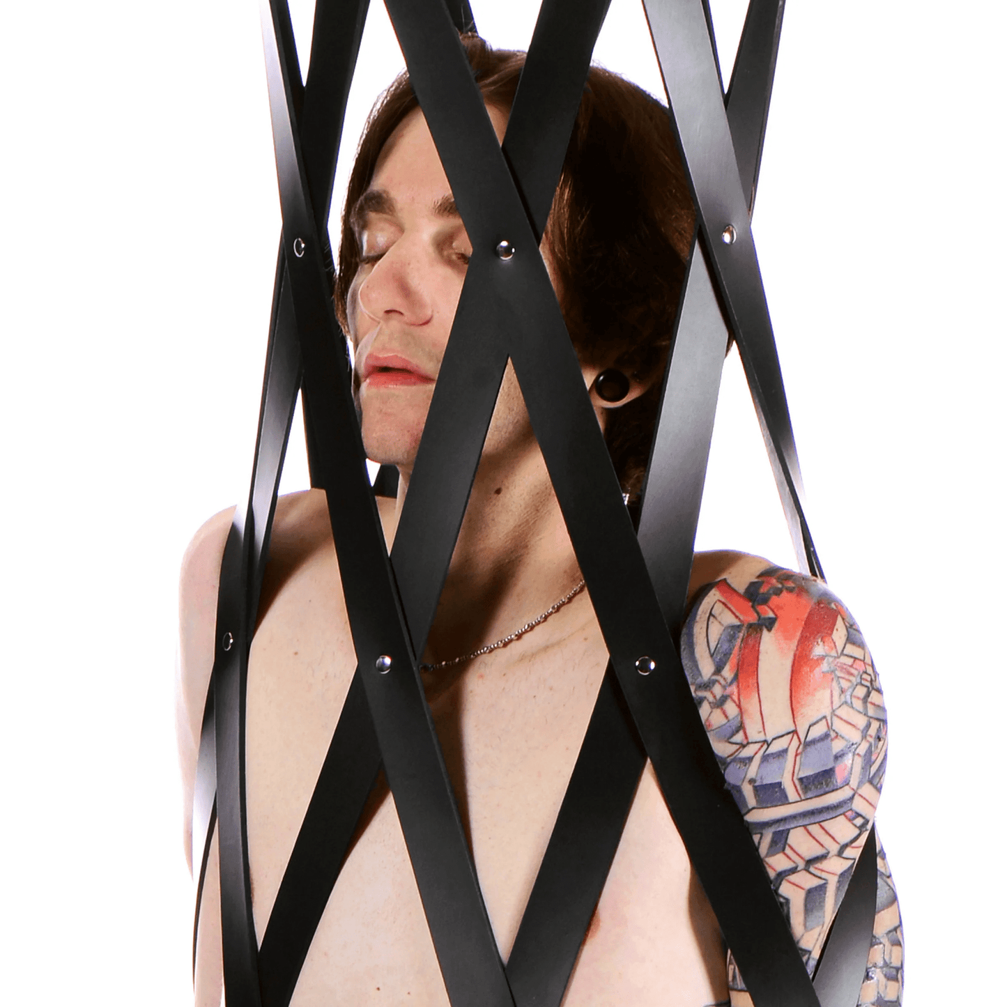 Master Series BDSM Master Series Hanging Rubber Strap Cage