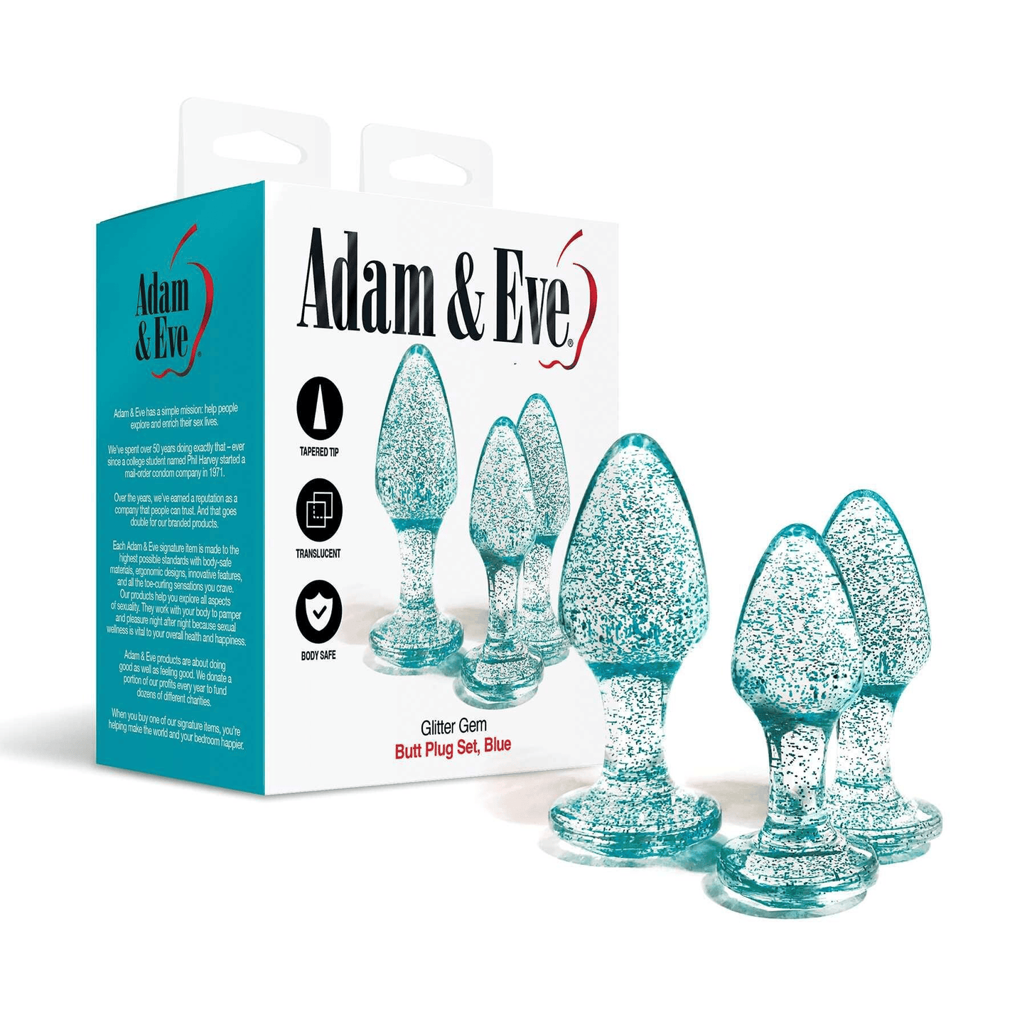 Adam & Eve Anal Toys Blue Adam & Eve Glitter Gem Butt Plug Set