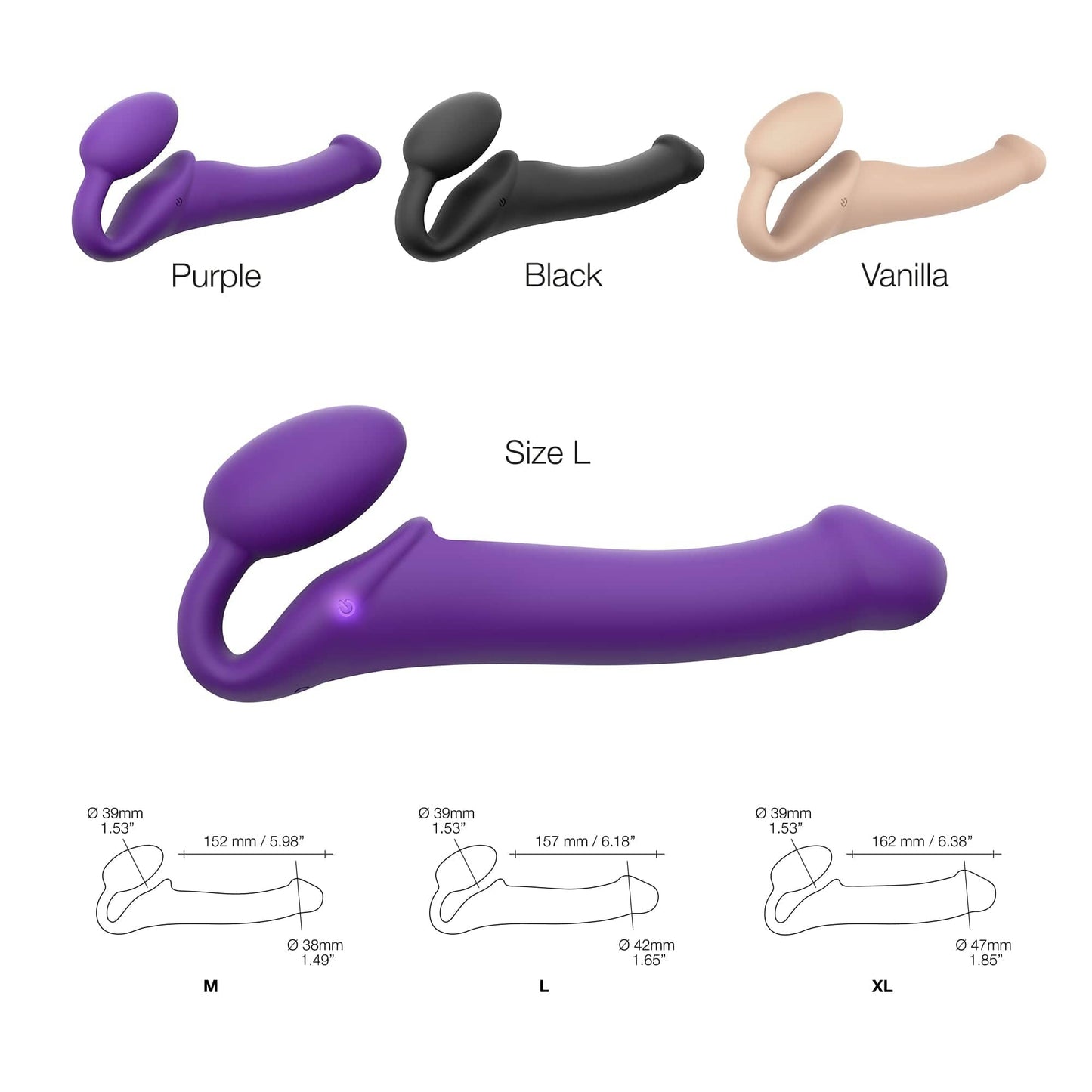 STRAP-ON-ME Strapless Strap-On VIBRATING BENDABLE STRAP-ON - L - PURPLE