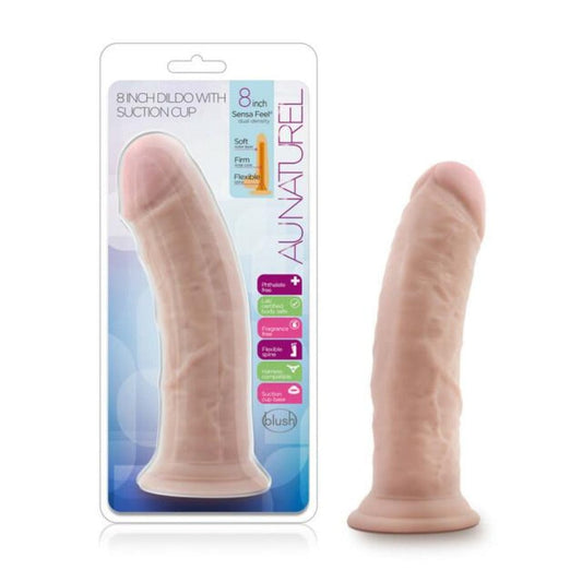 Blush Au Naturel 8-inch dildo in Light product with packaging
