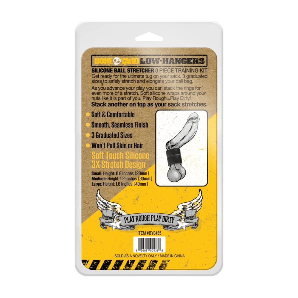 Boneyard Toys Cock Rings Boneyard Toys Low Hangers Silicone Ball Stretcher Training Kit