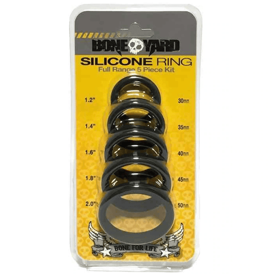 Boneyard Toys Cock Rings Boneyard Toys Silicone Ring Full Range 5 Piece Kit