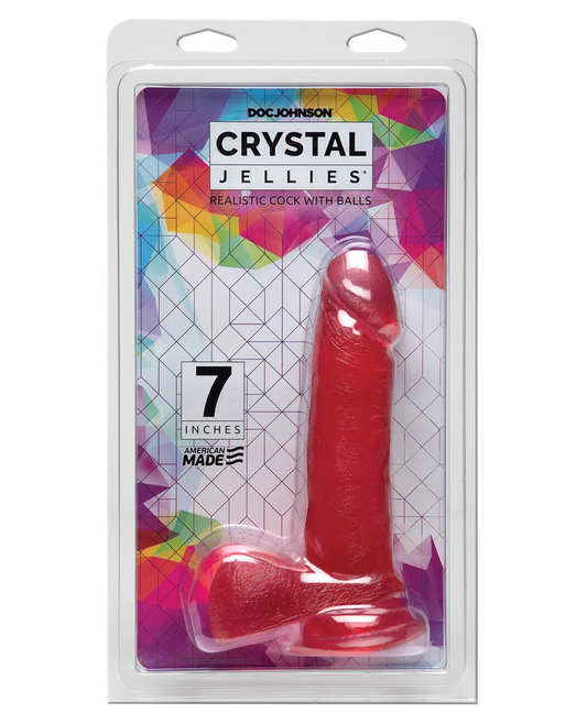 Doc Johnson Crystal Jellies 7" Cock with Balls Pink - XOXTOYS